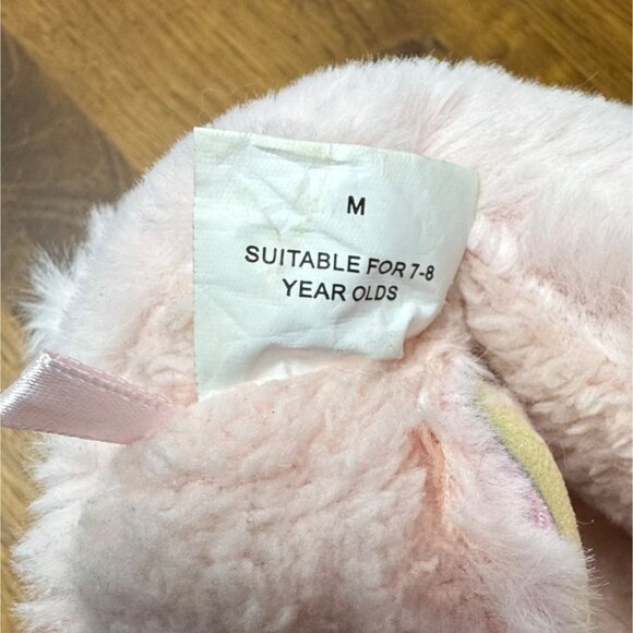SEED HERITAGE Bunny Rabbit Plush Slippers Girls 7-8Y Soft Pink Faux Fur Slipper - Picture 8 of 9